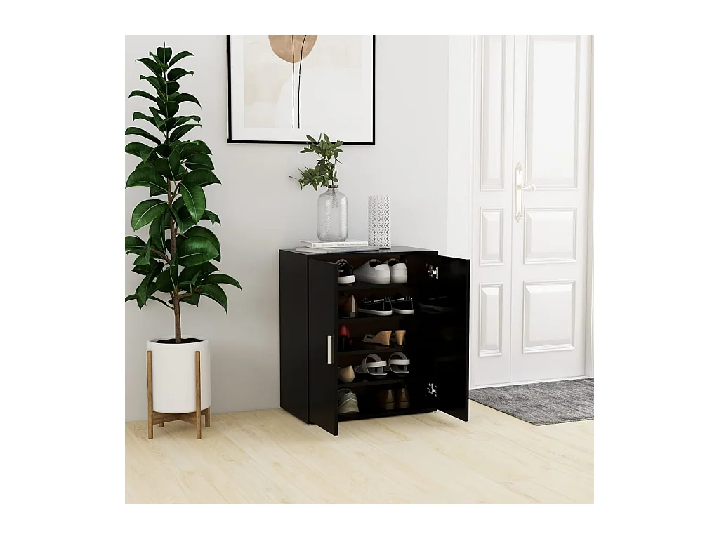 Armoire à chaussures Noir 60x35x70 cm Bois d’ingénierie
