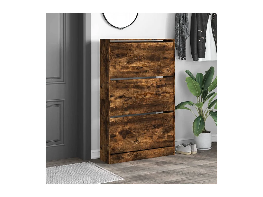 Armoire à chaussures chêne fumé 80x21x125,5 cm bois ingénierie