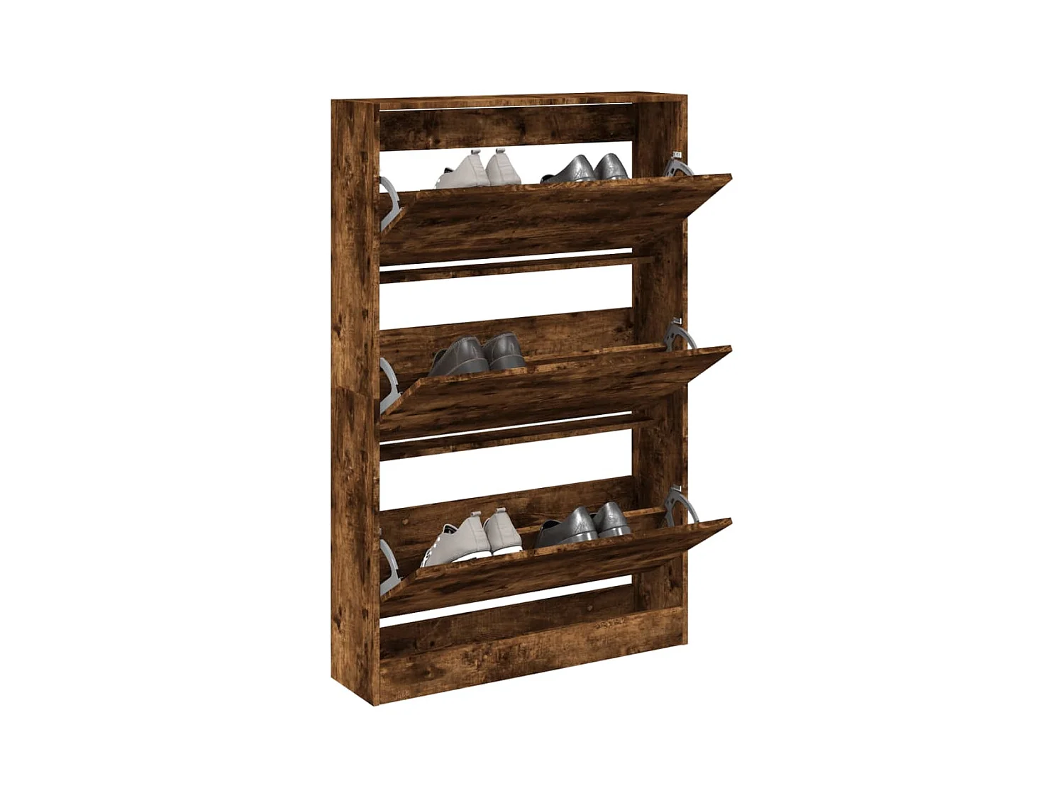 Scarpiera in rovere affumicato 80x21x125,5 cm in legno ingegnerizzato