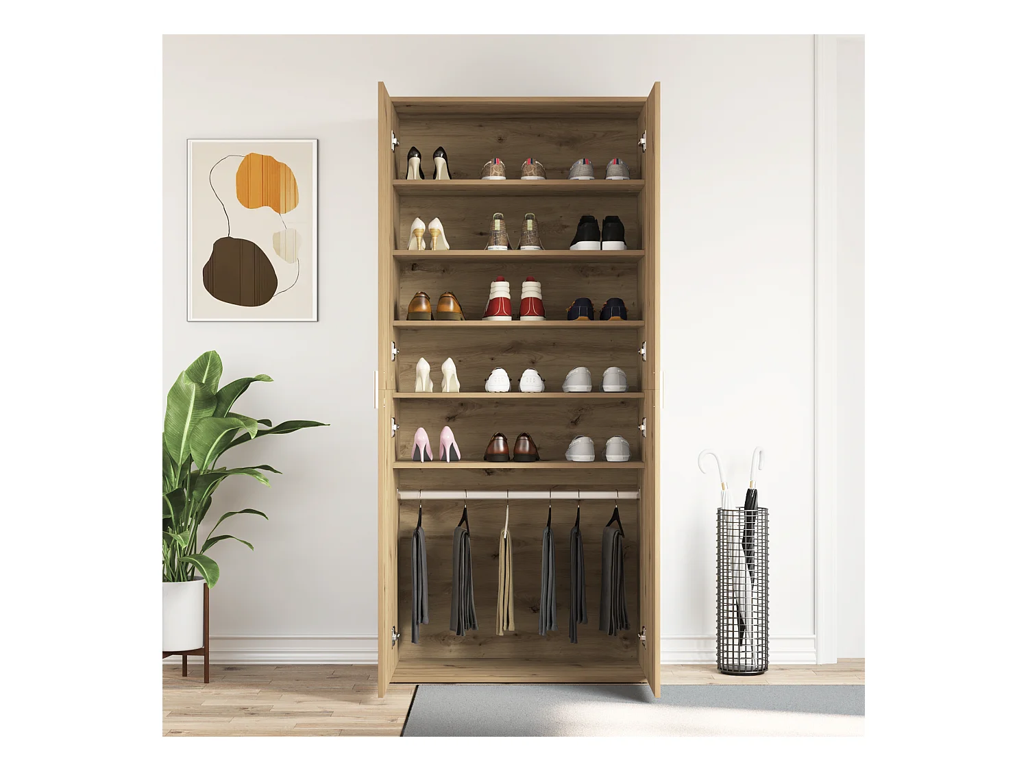 Cabinet à chaussures en chêne artisan 80x39x180 cm en bois d'ingénierie