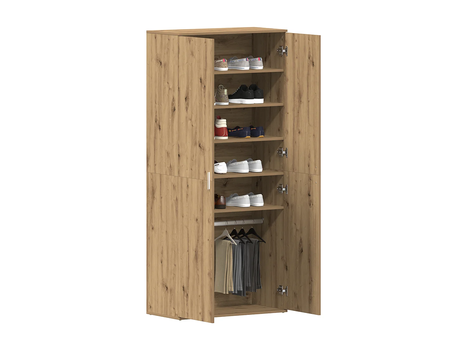 Cabinet à chaussures en chêne artisan 80x39x180 cm en bois d'ingénierie