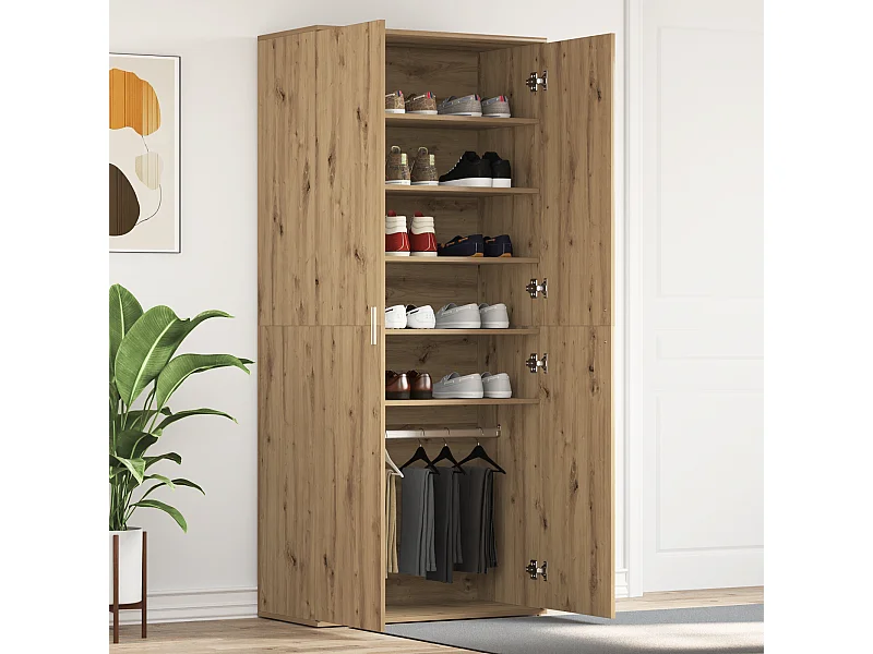 Cabinet à chaussures en chêne artisan 80x39x180 cm en bois d'ingénierie