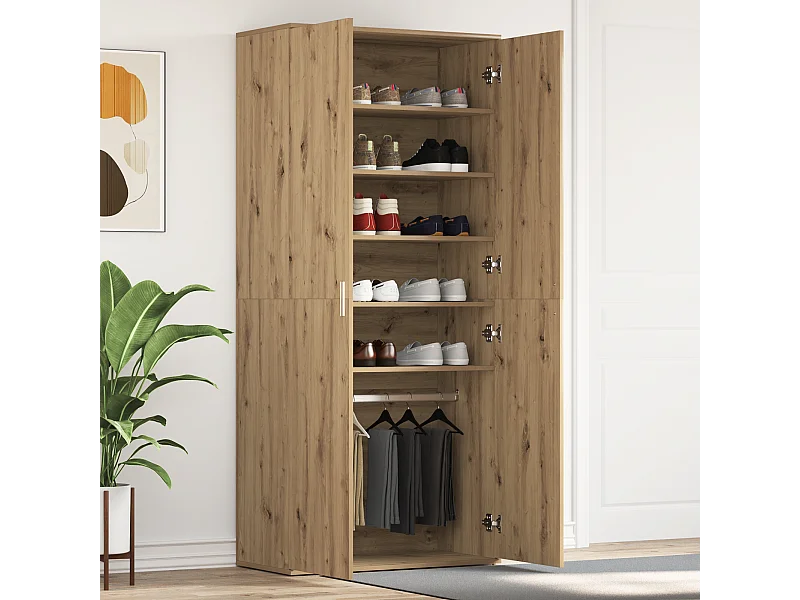 eiken schoenenkast 80x39x180 cm van bewerkt hout