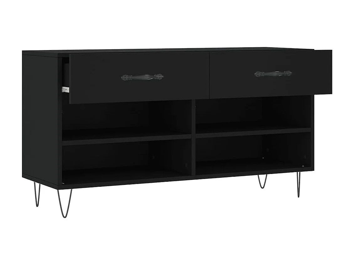 Banco zapatero negro 102x35x55 cm madera de ingeniería