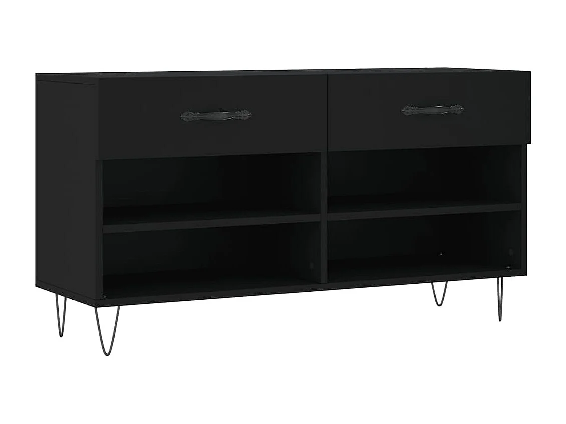 Banco zapatero negro 102x35x55 cm madera de ingeniería