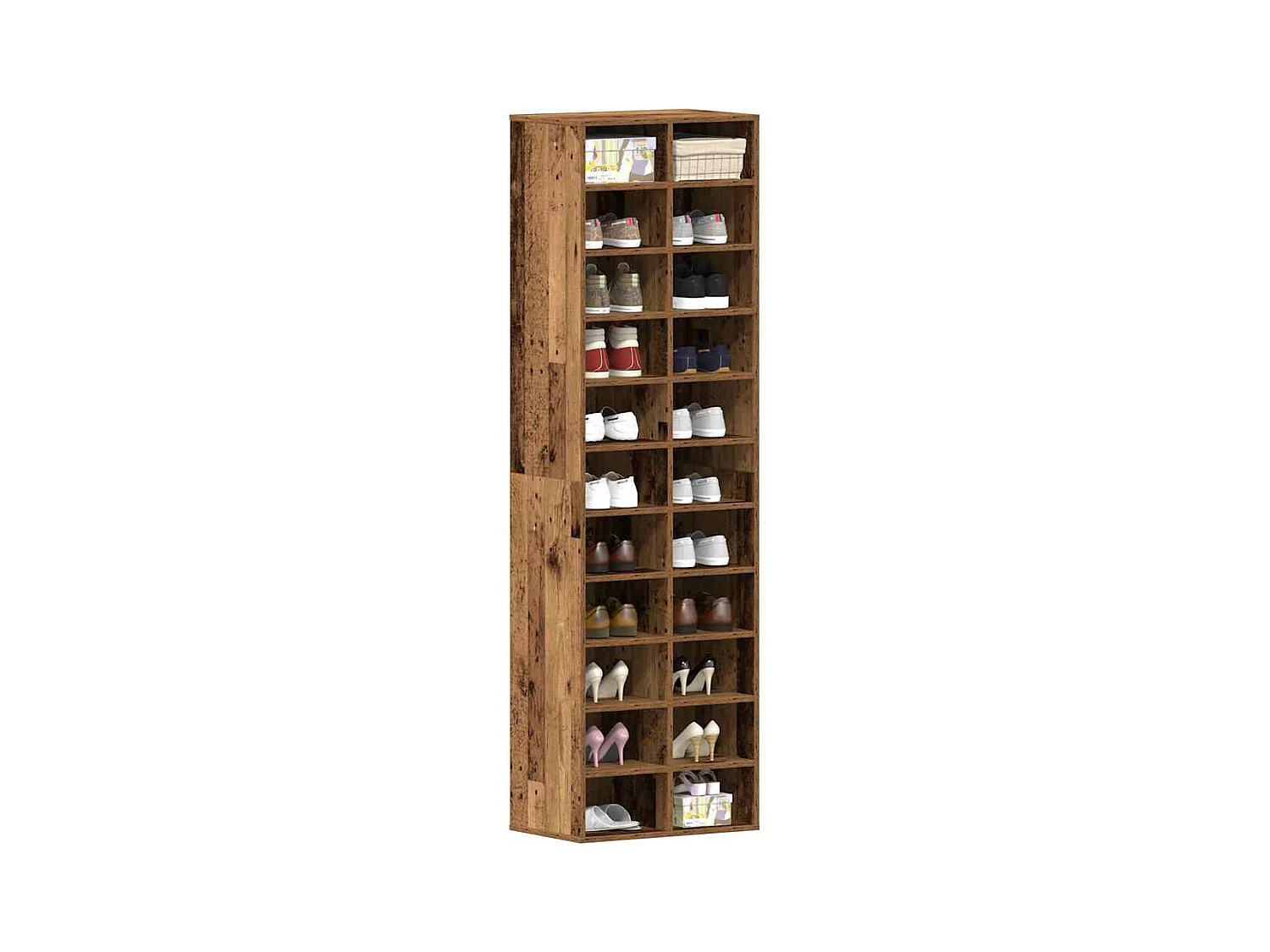 Armoire à chaussures vieux bois 54x34x183 cm bois ingénierie