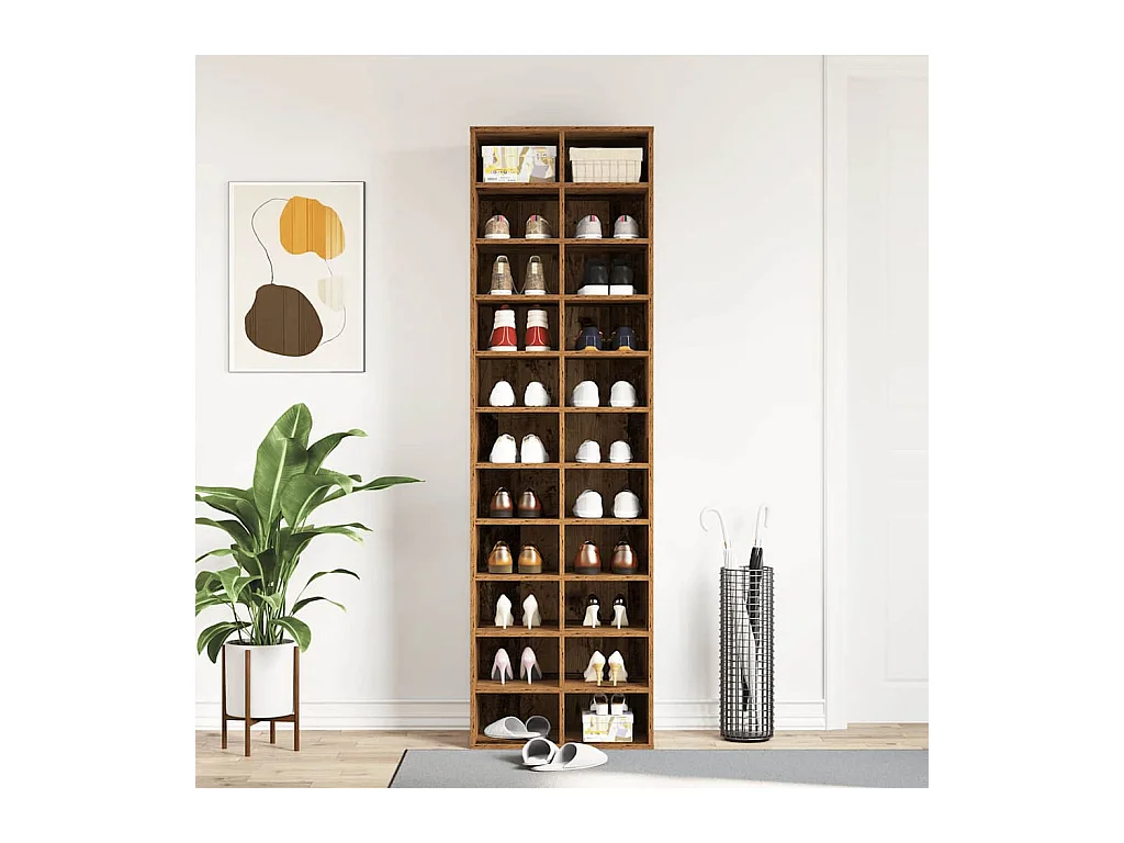 Armoire à chaussures vieux bois 54x34x183 cm bois ingénierie