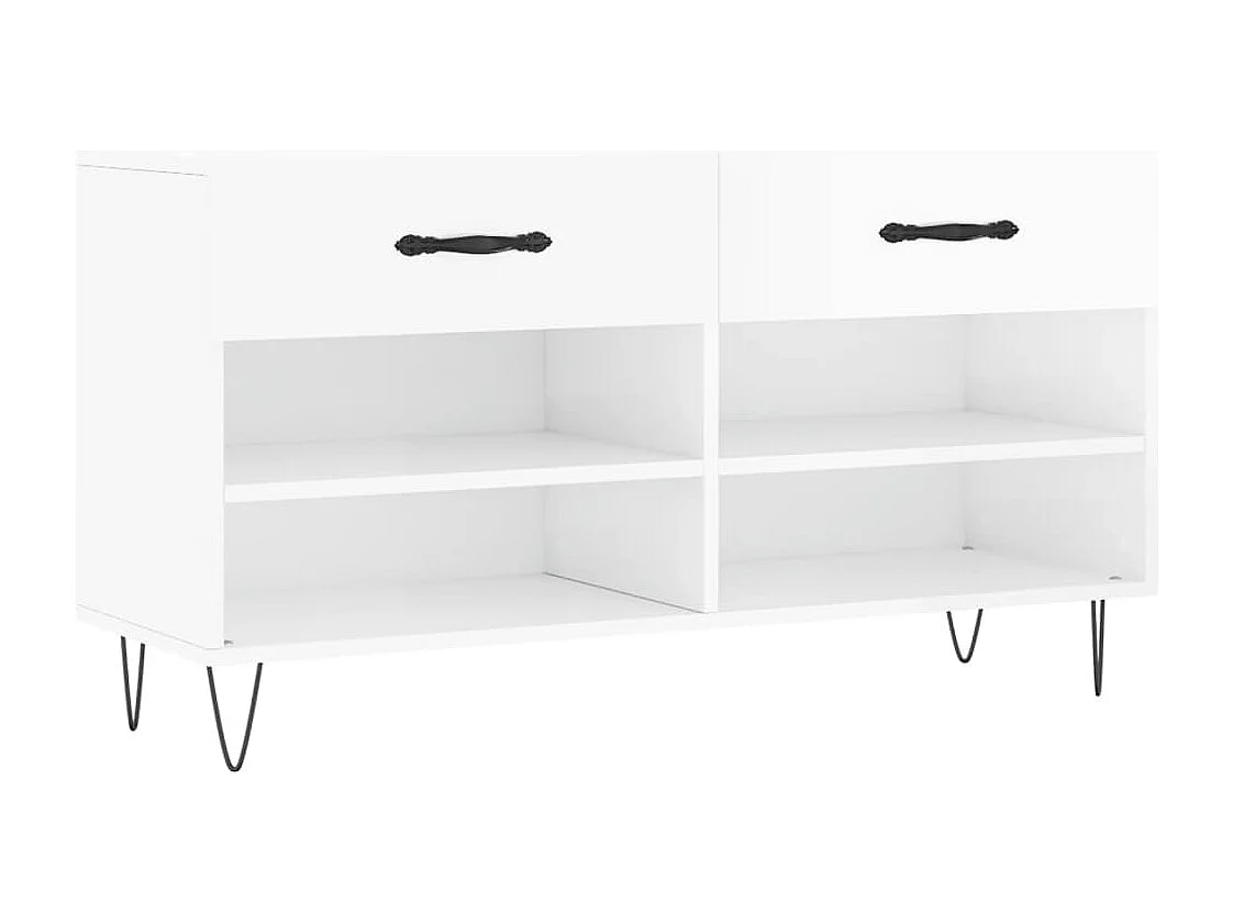 Panca portascarpe bianca lucida 102x35x55 cm in legno ingegnerizzato