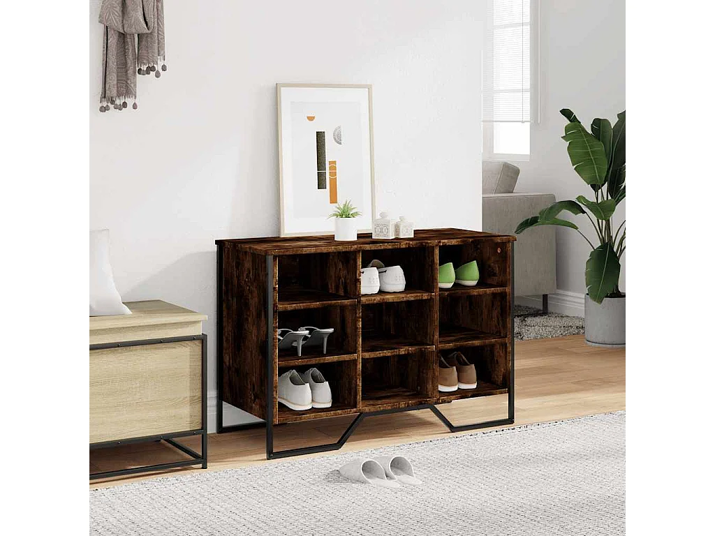 Zapatero roble ahumado 90x38x61,5 cm madera de ingeniería