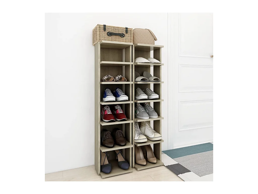 Armoires à chaussures 2 pcs Chêne Sonoma 27,5x27x102 cm