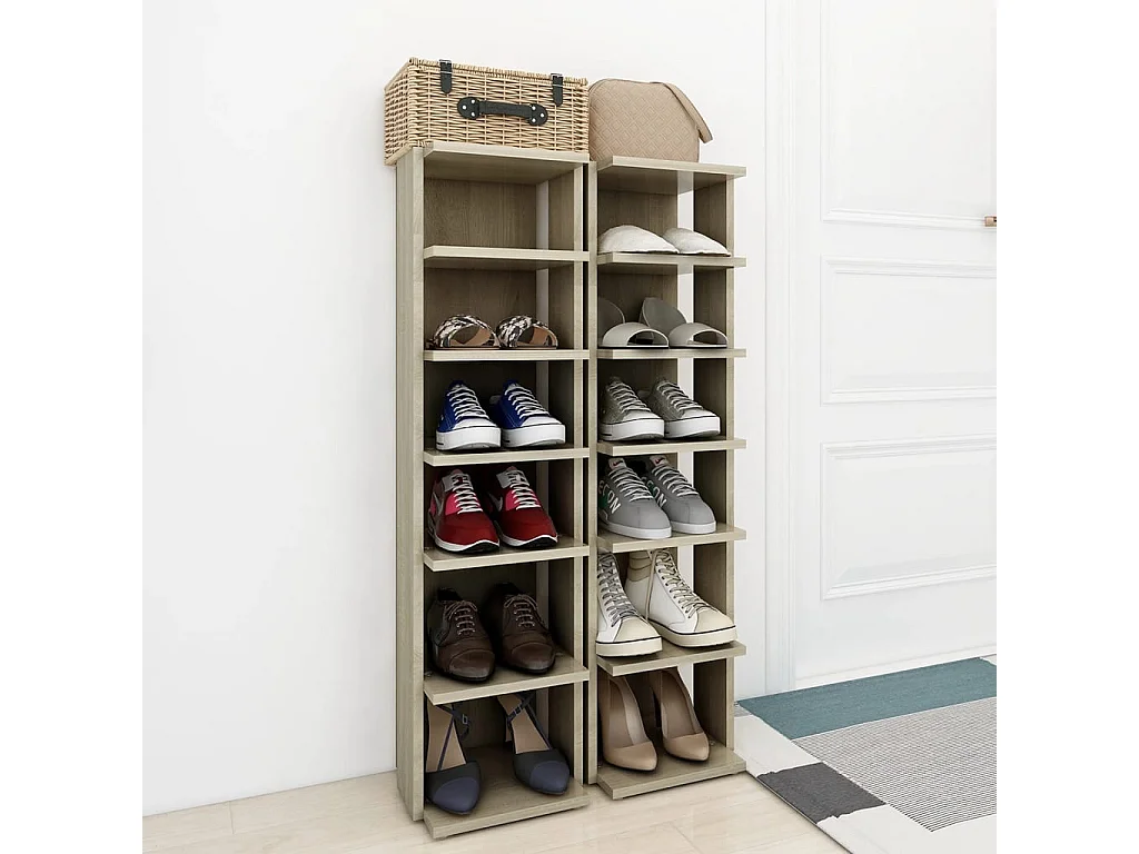 Armoires à chaussures 2 pcs Chêne Sonoma 27,5x27x102 cm