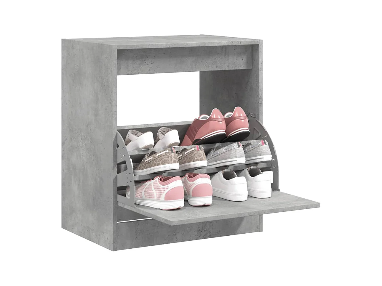 Betongrijze schoenenkast 60x42x69 cm bewerkt hout