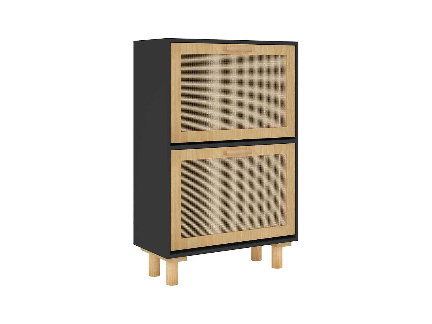 Armoire à chaussures Noir 52x25x80 cm Bois d'ingénierie/rotin