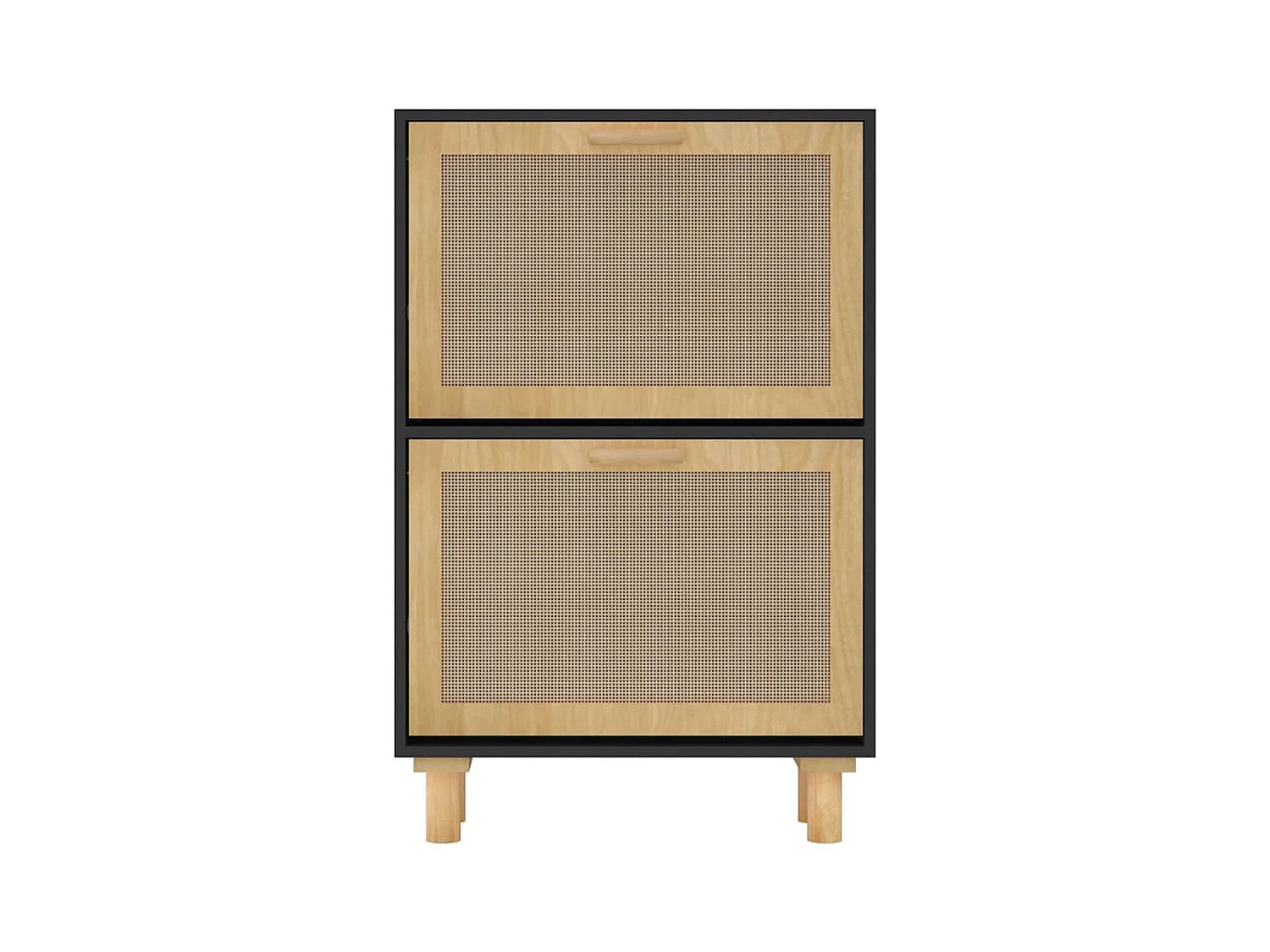 Armoire à chaussures Noir 52x25x80 cm Bois d'ingénierie/rotin