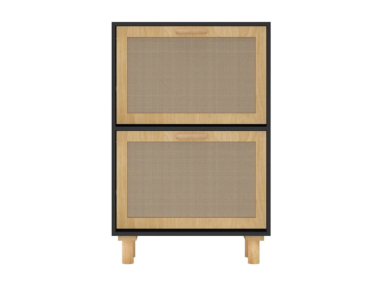 Zapatero negro 52x25x80 cm Madera de ingeniería/Ratán