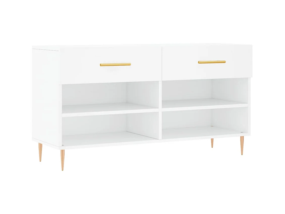 Banc à chaussures blanc 102x35x55 cm bois d'ingénierie