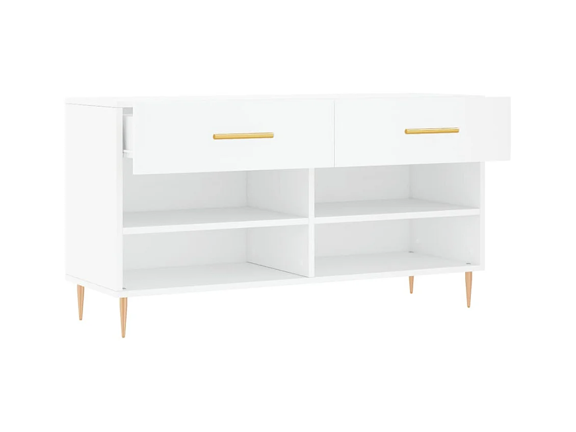 Banc à chaussures blanc 102x35x55 cm bois d'ingénierie