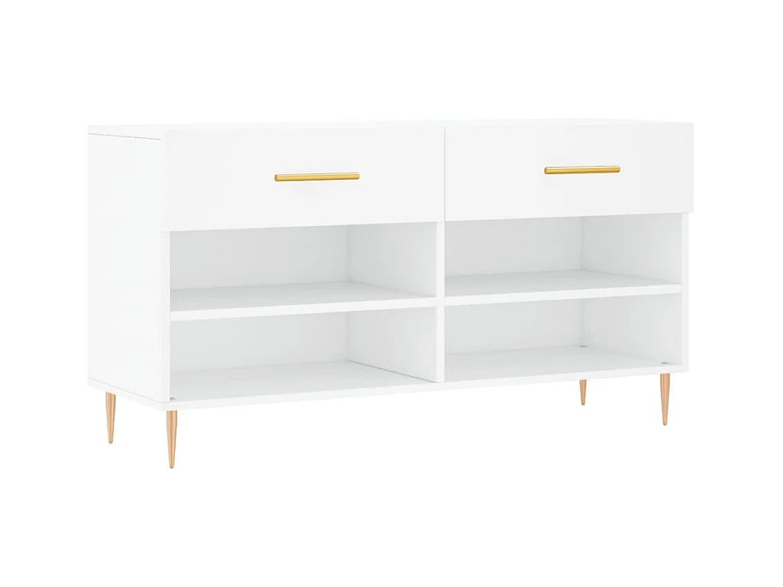 Banc à chaussures blanc 102x35x55 cm bois d'ingénierie
