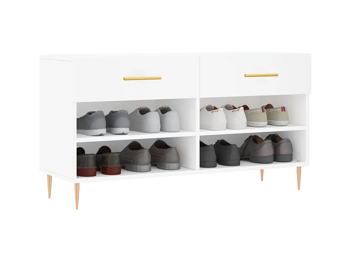 Banc à chaussures blanc 102x35x55 cm bois d'ingénierie