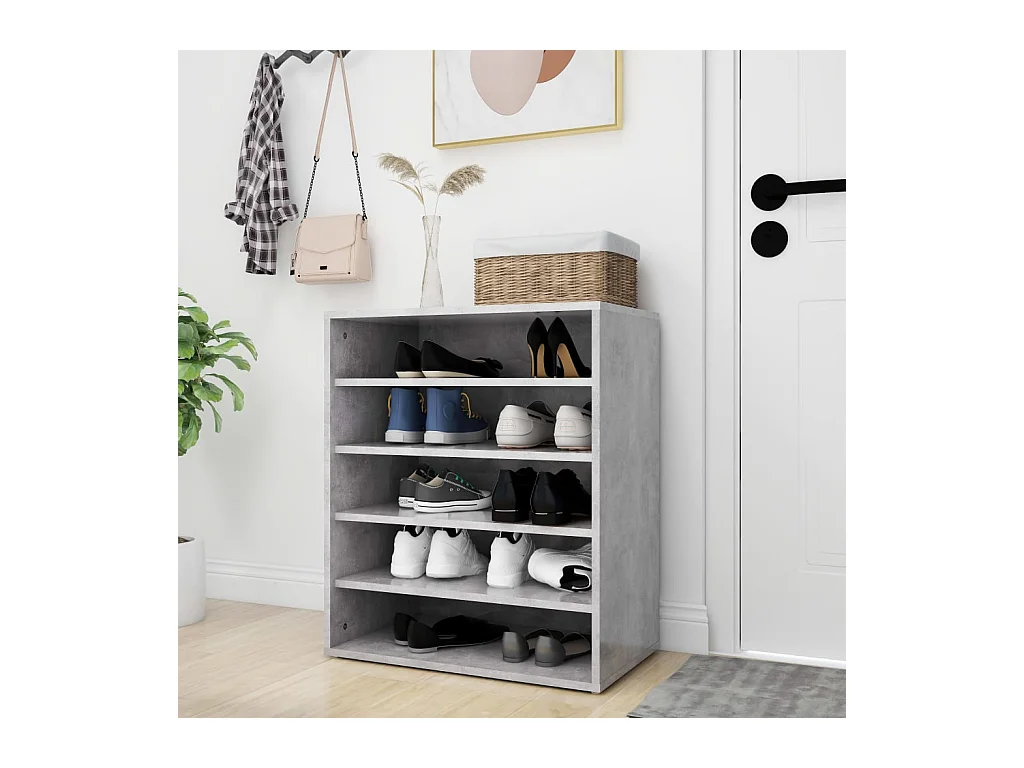 Armoire à chaussures Gris béton 60x35x70 cm Bois d’ingénierie