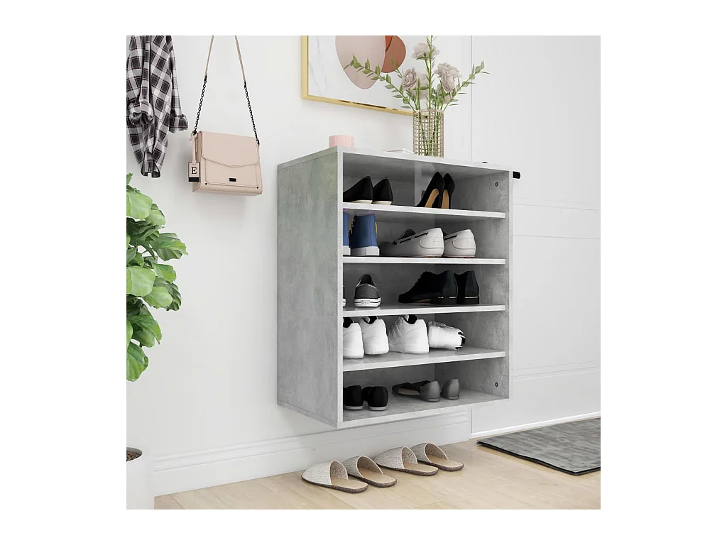Armoire à chaussures Gris béton 60x35x70 cm Bois d’ingénierie