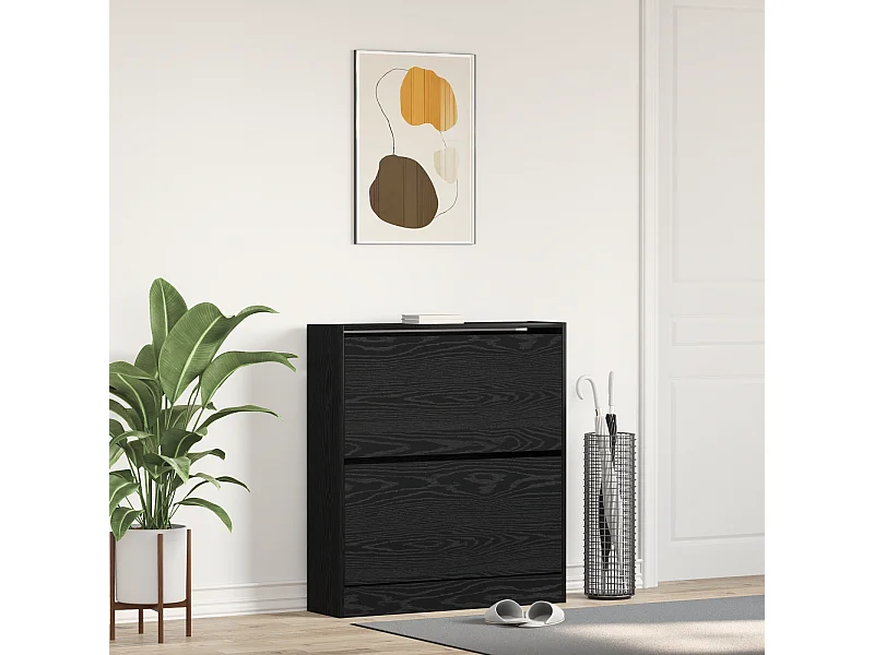 Schoenenkast met kantellade Zwart eiken 80x21x87,5 cm