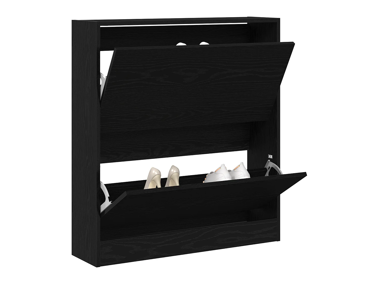 Scarpiera con cassetto basculante Rovere nero 80x21x87,5 cm