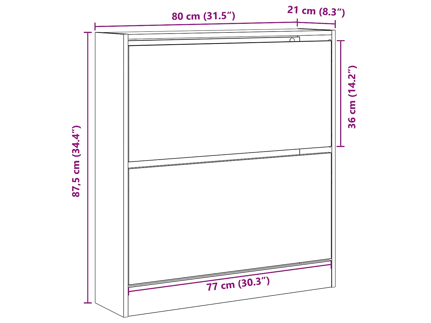 Scarpiera con cassetto basculante Rovere nero 80x21x87,5 cm