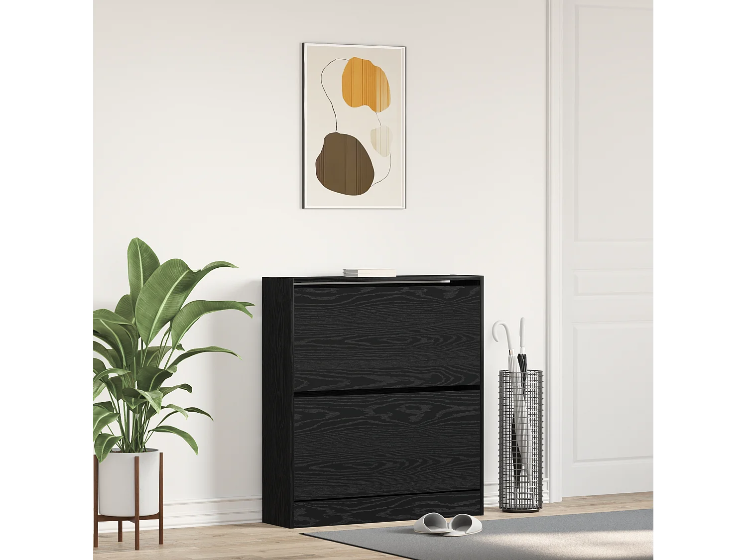 Schoenenkast met kantellade Zwart eiken 80x21x87,5 cm