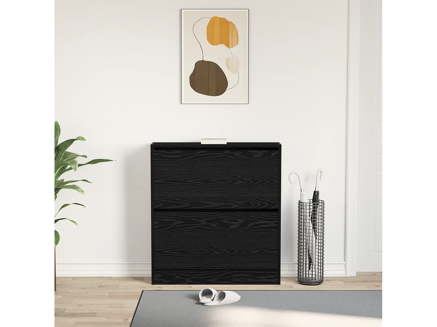 Schoenenkast met kantellade Zwart eiken 80x21x87,5 cm