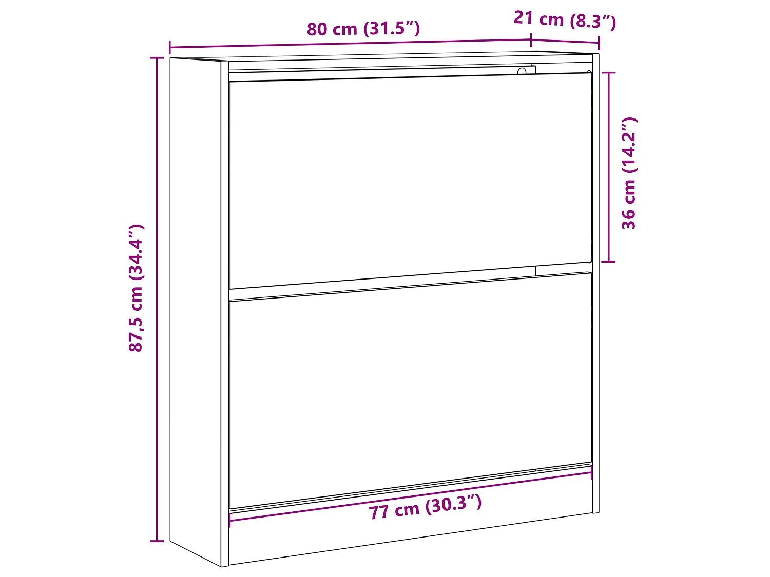 Schoenenkast met kantellade Zwart eiken 80x21x87,5 cm