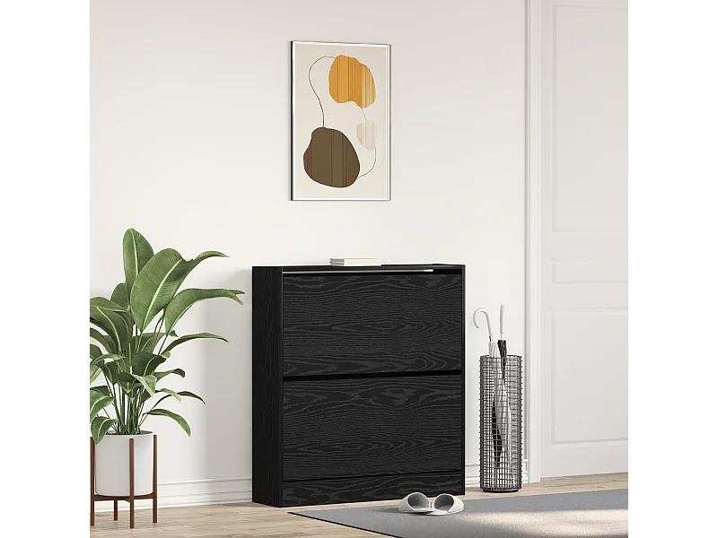 Schoenenkast met kantellade Zwart eiken 80x21x87,5 cm