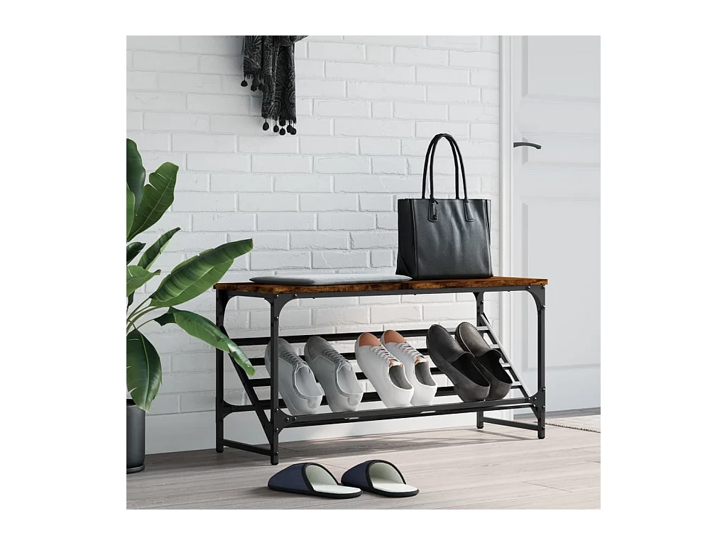 Étagère à chaussures chêne fumé 90x30x45 cm bois d'ingénierie