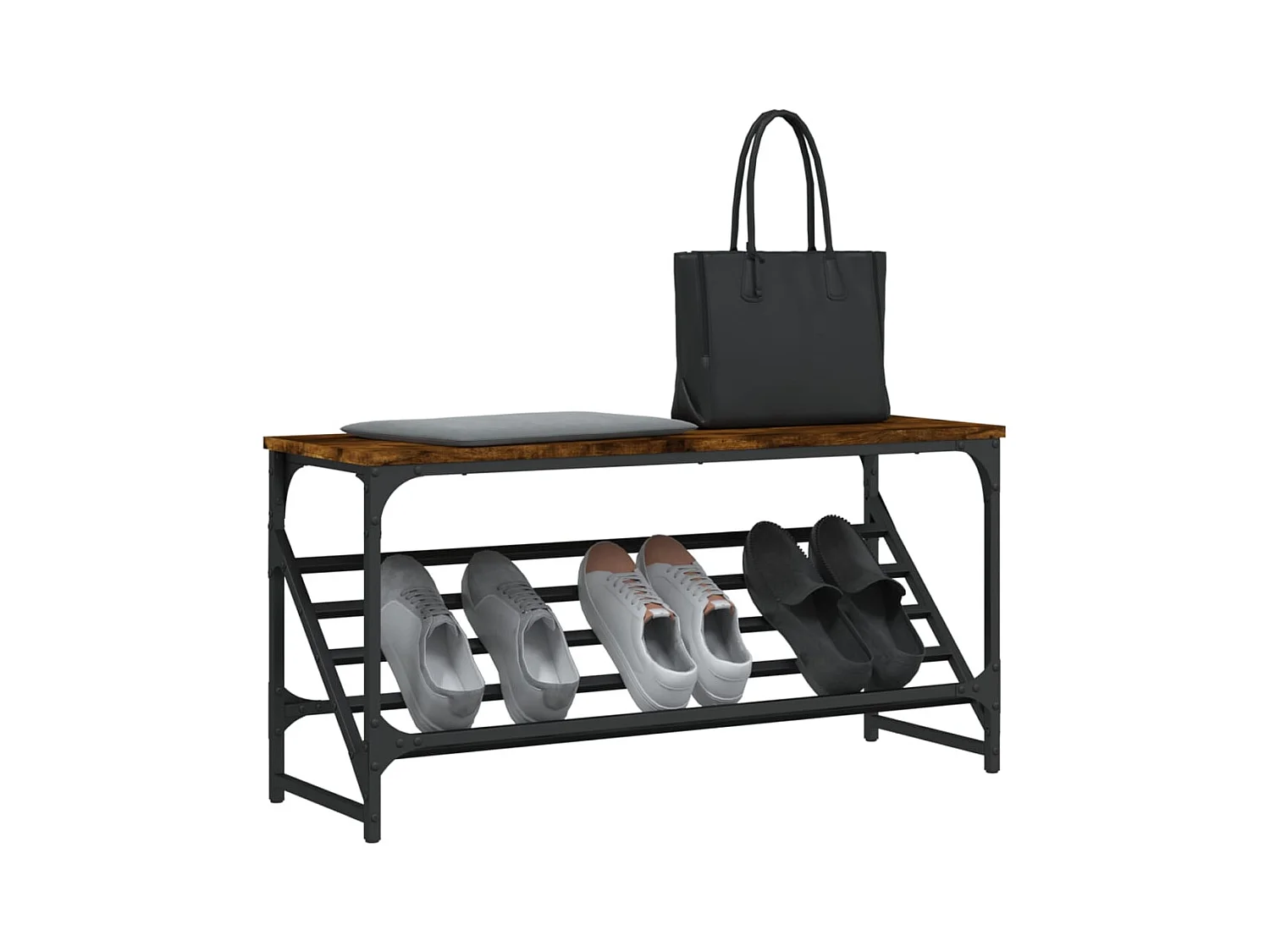 Étagère à chaussures chêne fumé 90x30x45 cm bois d'ingénierie