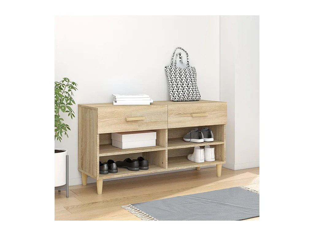 Armoire à chaussures Chêne sonoma 102x35x55cm Bois d'ingénierie