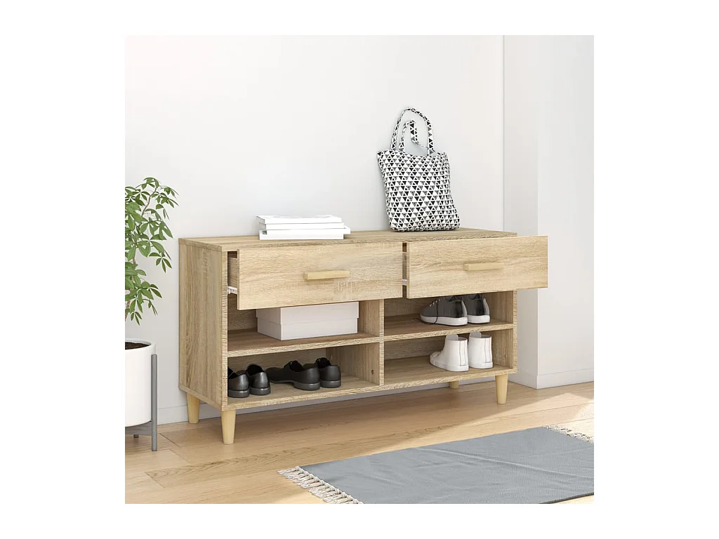 Armoire à chaussures Chêne sonoma 102x35x55cm Bois d'ingénierie