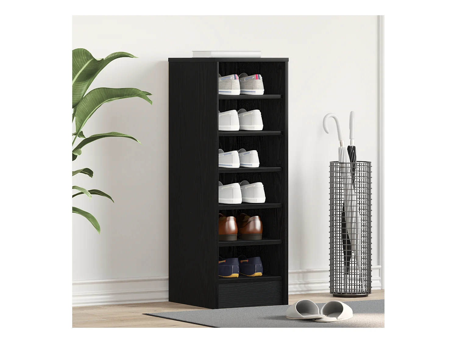 Armoire à chaussures en chêne noir 31,5x35x90 cm en bois reconstitué