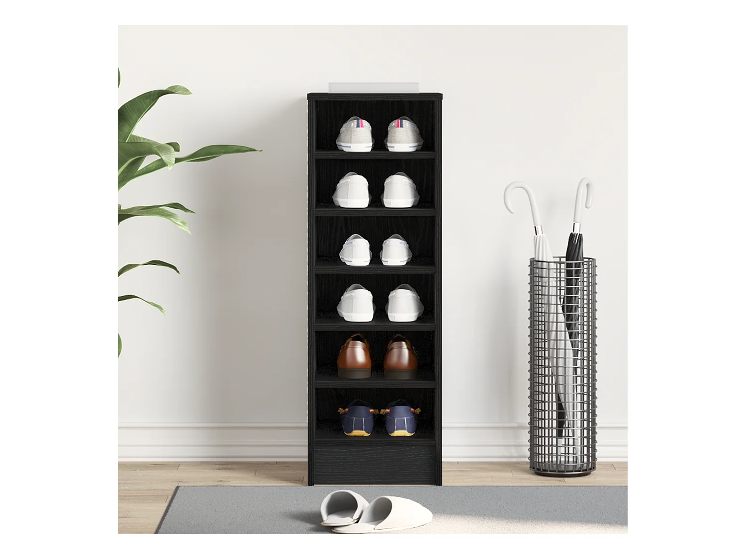 Armoire à chaussures en chêne noir 31,5x35x90 cm en bois reconstitué