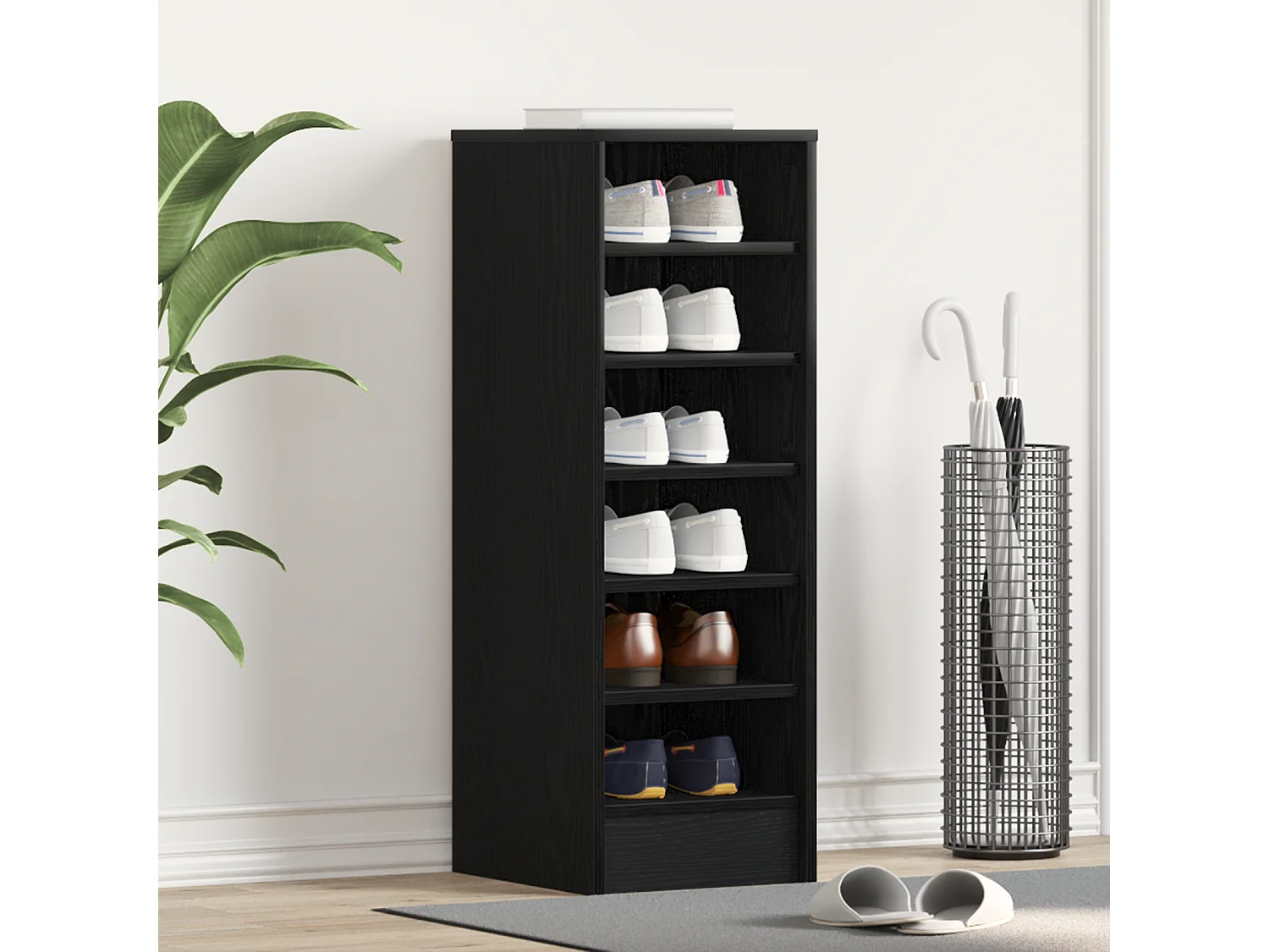 Armoire à chaussures en chêne noir 31,5x35x90 cm en bois reconstitué