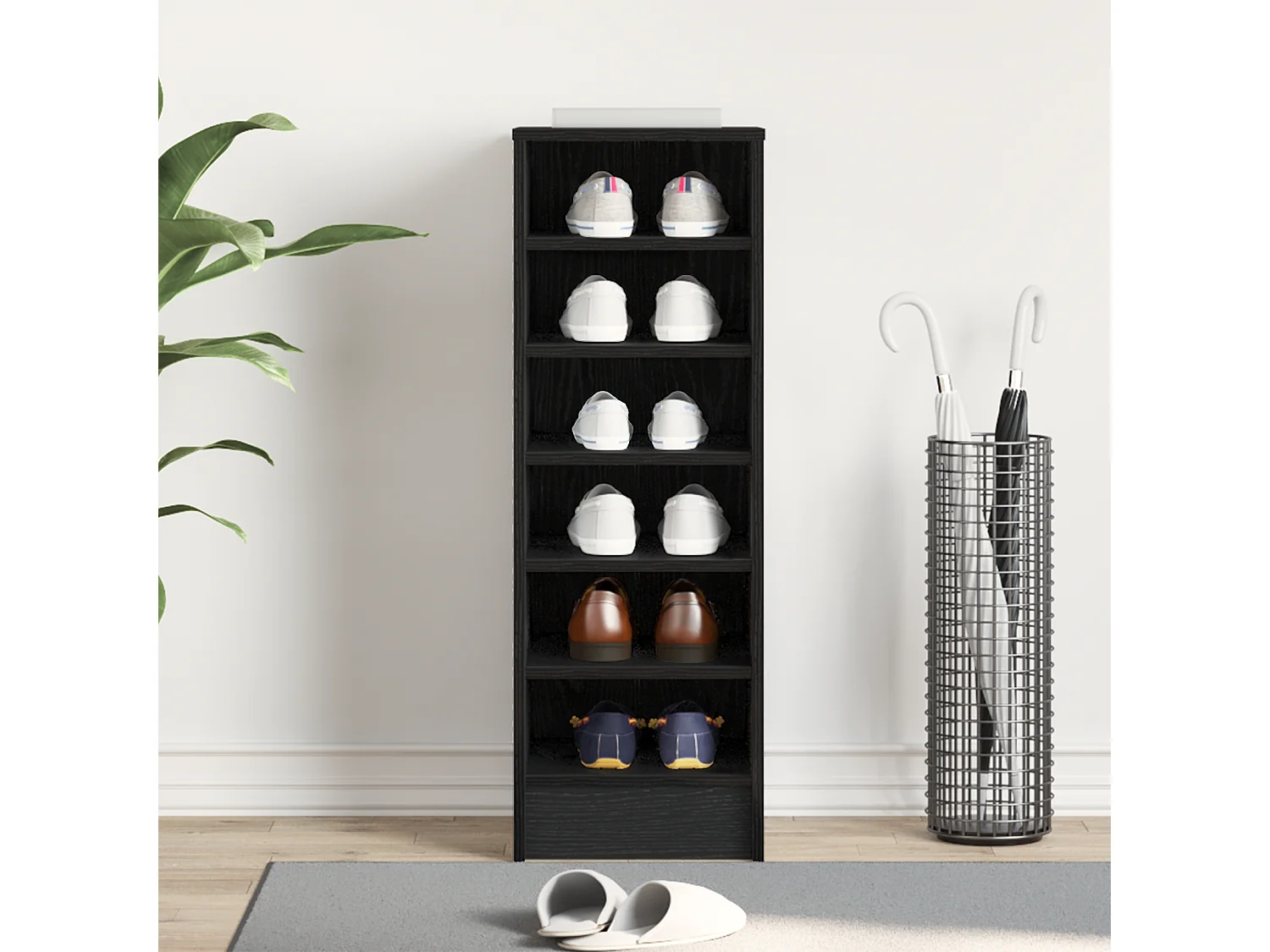 Armoire à chaussures en chêne noir 31,5x35x90 cm en bois reconstitué