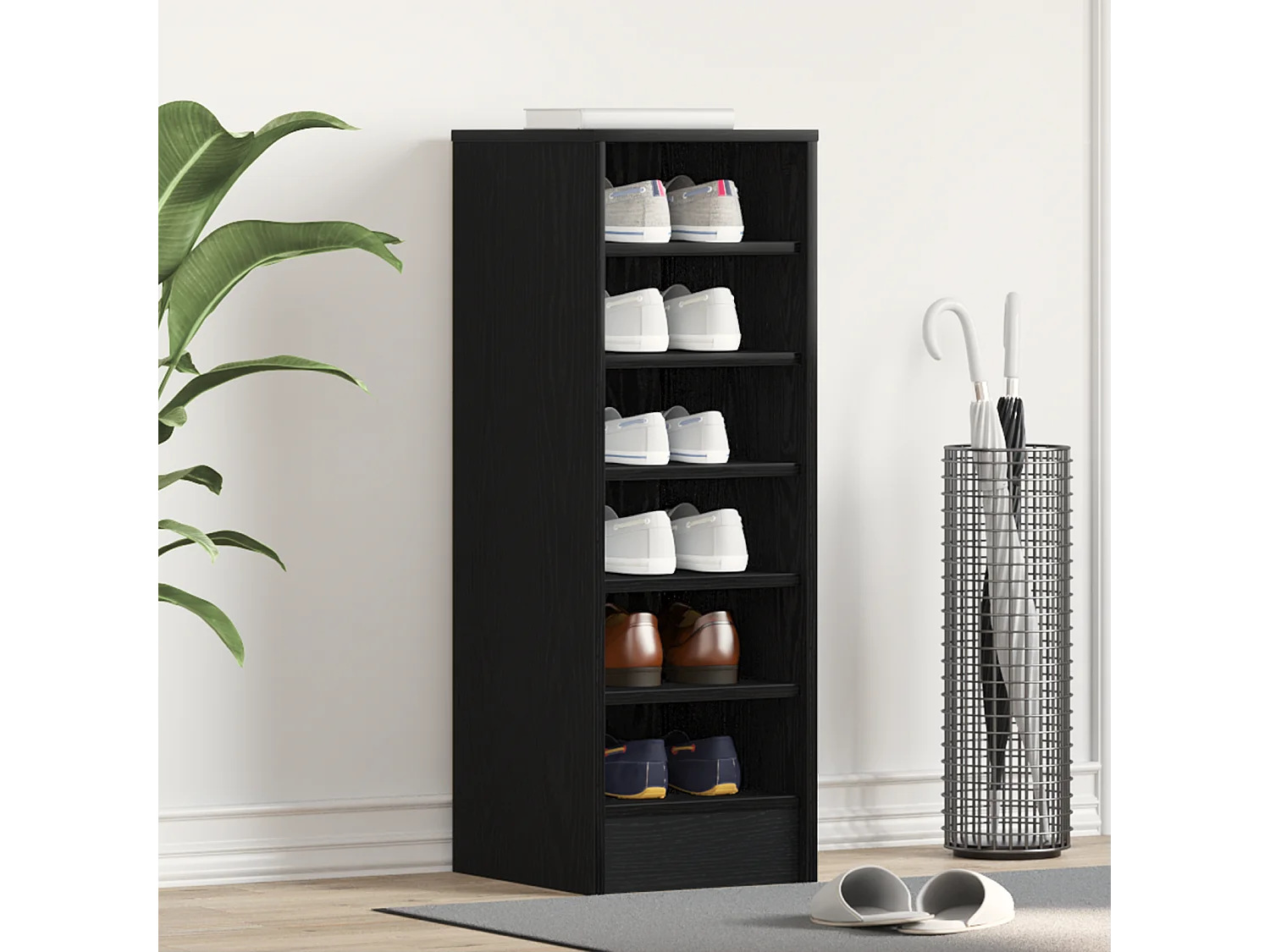 Armoire à chaussures en chêne noir 31,5x35x90 cm en bois reconstitué