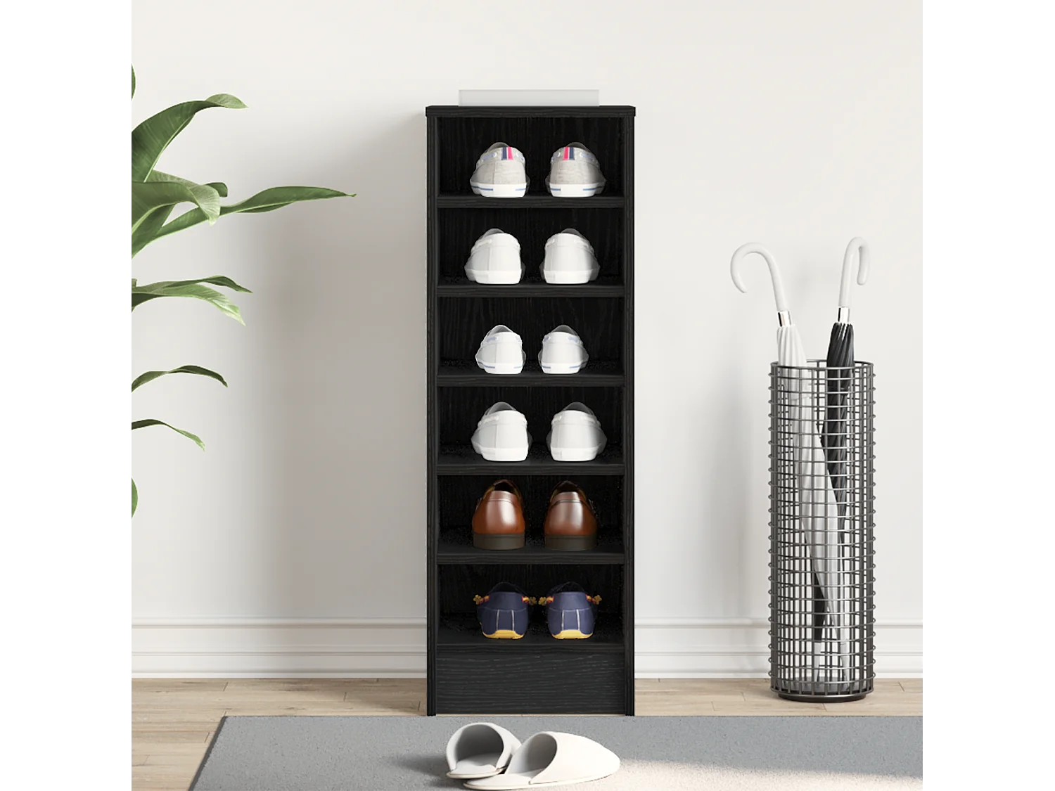 Armoire à chaussures en chêne noir 31,5x35x90 cm en bois reconstitué