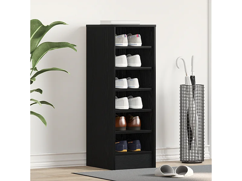 Armoire à chaussures en chêne noir 31,5x35x90 cm en bois reconstitué