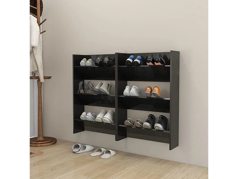 scarpiere da parete nere lucide 60x18x90cm