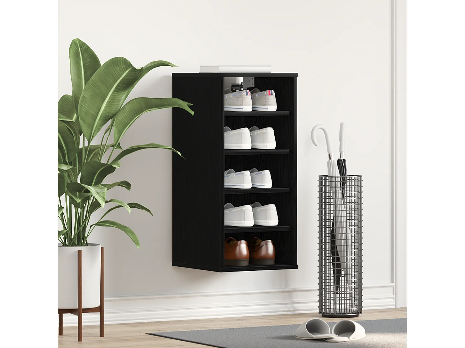 Meuble à chaussures Chêne noir 32x35x70 cm En bois composite