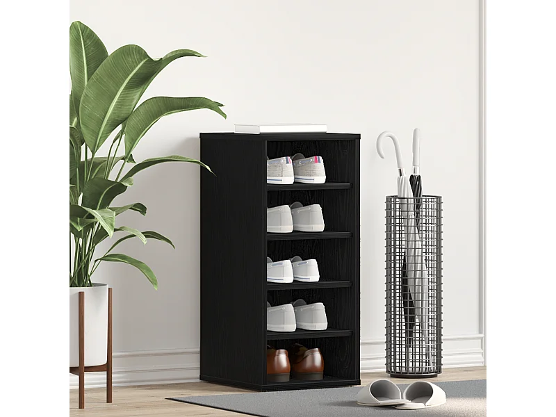 Zwarte eikenhouten schoenenkast 32x35x70 cm in composiet hout