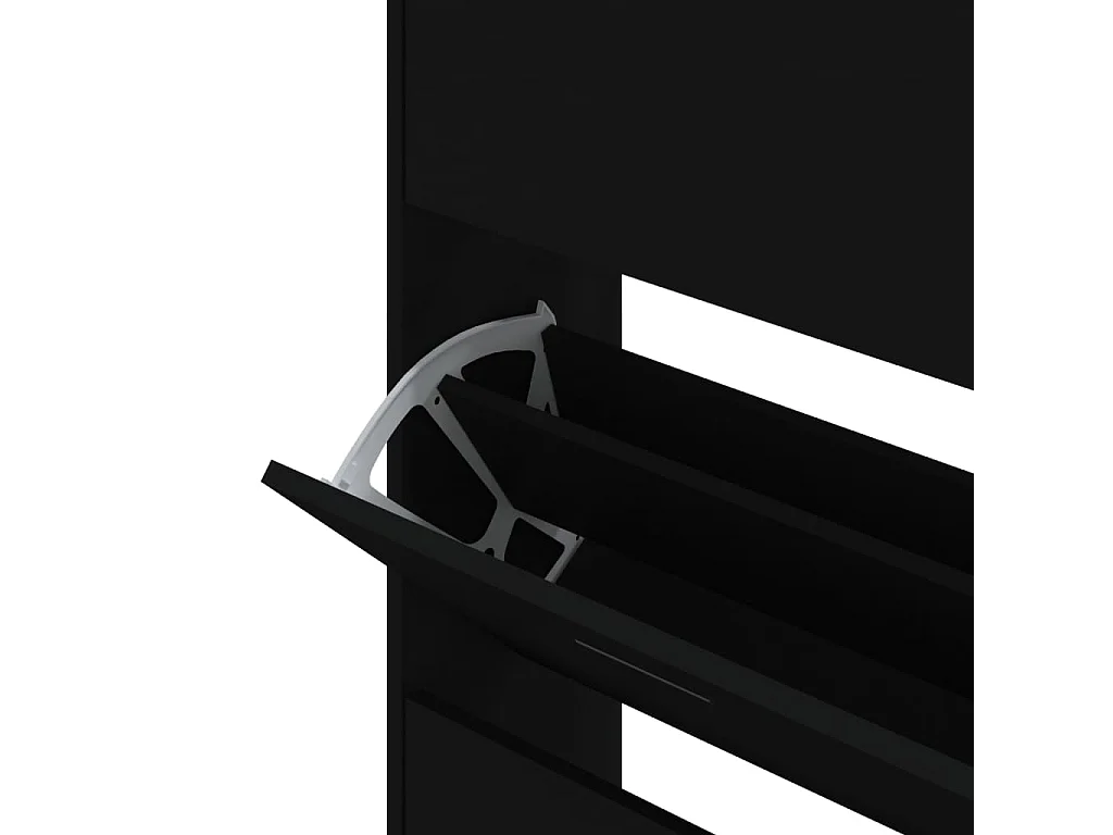 Scarpiera nera 63x24x147 cm Legno ingegnerizzato