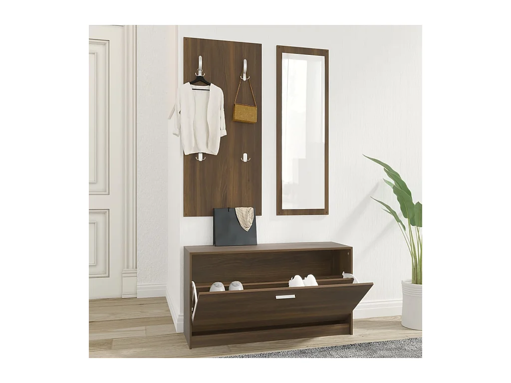 3-in-1 schoenenkastset bruin eiken