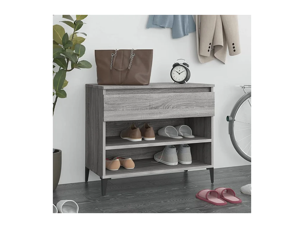 Scarpiera in legno ingegnerizzato grigio Sonoma 70x36x60 cm