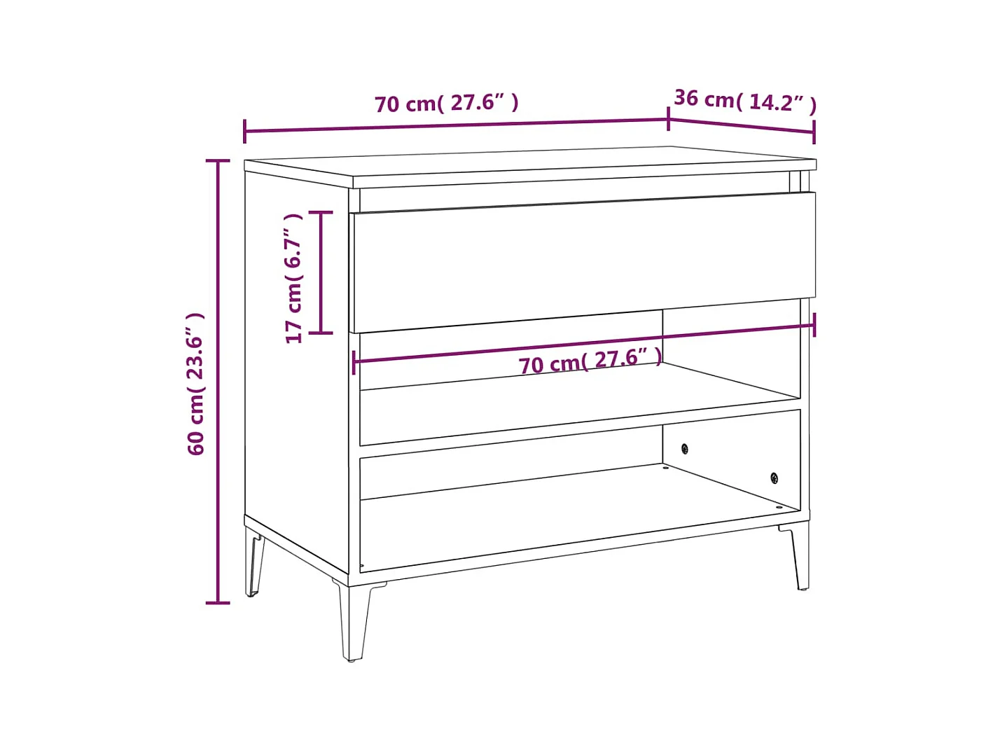 Scarpiera in legno ingegnerizzato grigio Sonoma 70x36x60 cm